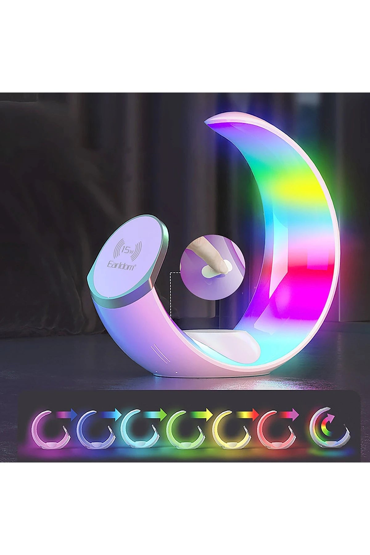 Earldom WC55 4in1 15W Telefon Saat ve Airpods İçin RGB Kablosuz Şarj Standı - Beyaz