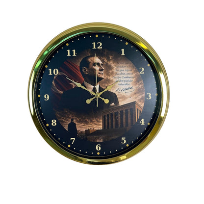 Altın Zafer Gold 40 x 40 Cm Metal Atatürk Duvar Saati