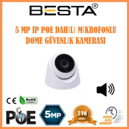 5 MP 1440P 2 İÇ MEKAN KAMERALI DAHİLİ MİKROFONLU IP POE Güvenlik Seti