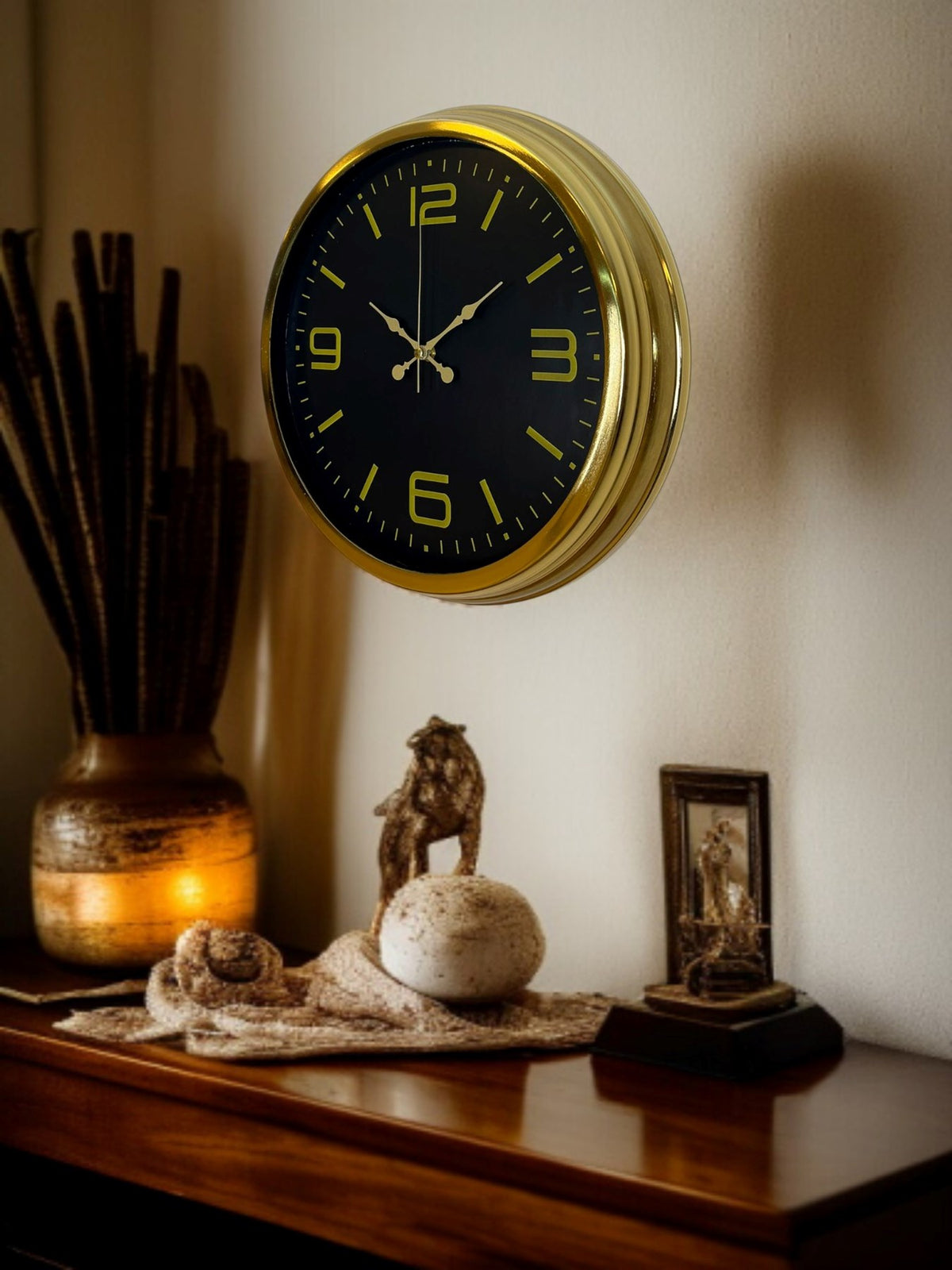 Gold Modern Rakamlı 40 Cm Metal Duvar Saati