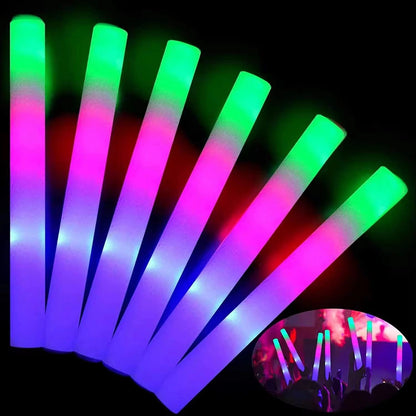 Led Işıklı (6 Adet) 3 Modlu Kauçuk Işıklı Sünger Parti Çubuk Sopa - 46 cm