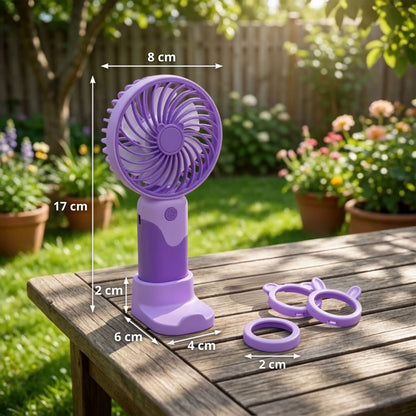 BUFFER® 3 Kademeli Masaüstü ve El Fanı – Telefon Tutuculu, 3 Farklı Değiştirilebilir Halka Tasarımlı Mini Fan MZL37A