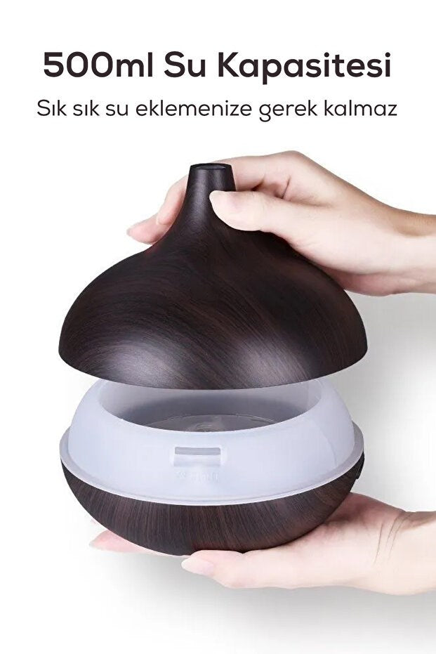 Aroma Difüzör Gece Işığı 7 Led Nemlendirici Kumandalı 550 ml Buhar Makinesi