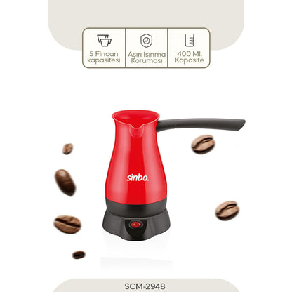 ELEKTRİKLİ CEZVE PLS. TÜRK KAHVE MAKİNE ÇELİK GİZLİ REZİSTANS 700W 5 FİNCAN - 400ML SCM-2948 (5643)