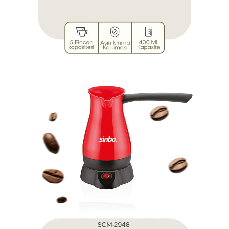 ELEKTRİKLİ CEZVE PLS. TÜRK KAHVE MAKİNE ÇELİK GİZLİ REZİSTANS 700W 5 FİNCAN - 400ML SCM-2948 (5643)