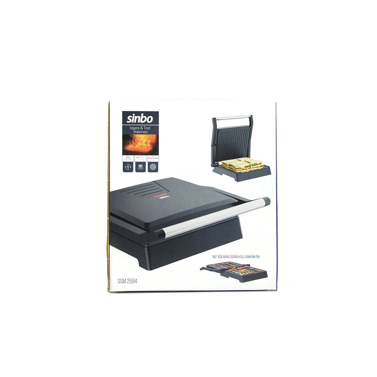 ELEKTRİKLİ TOST MAKİNESİ 4 DİLİM 180° AÇILIR ÜST GÖVDE = IZGARA KULLANIM 1000W SSM-2594 (5643)