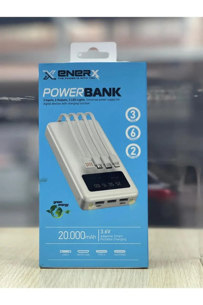 Enerx ENR-P20DC 20000 mAh 2.1 Amper Dahili Kablolu Powerbank Siyah (5643)