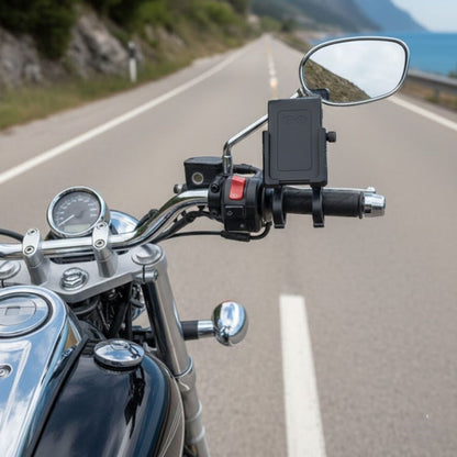 Evrensel Motosiklet Telefon Tutucu – Kaymaz, Kilitlenebilir Güvenli Tutuşlu, 360° Ayarlanabilir Gidon Bağlantılı Akıllı Telefon Aparatı (5643)