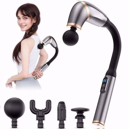 BUFFER® 4 Farklı Başlıklı Uzun Saplı Derin Doku Masaj Tabancası, Boyun, Omuz ve Sırt için Ergonomik Saplı Çoklu Masaj Modlu Taşınabilir Masaj Aleti