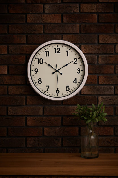 White Classic Modern 52 Cm Metal Duvar Saati