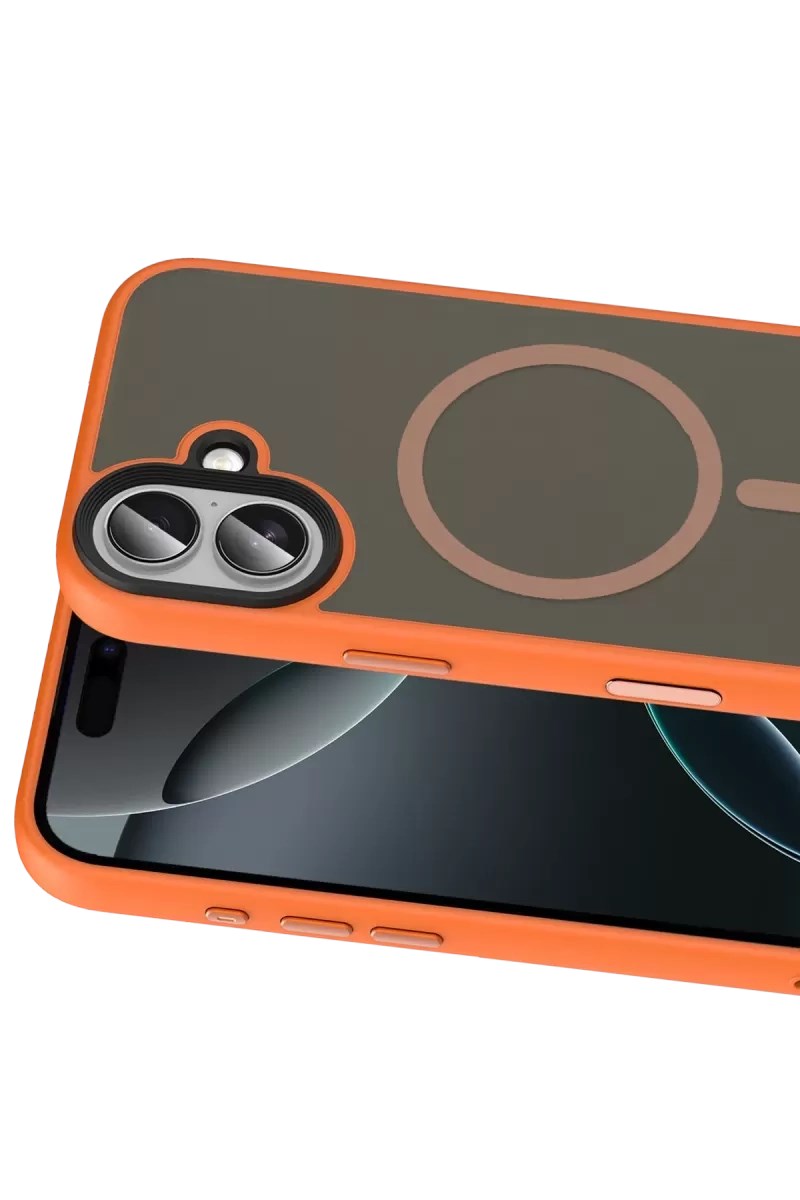 iPhone 16 Megane Magsafe Kapak - Turuncu