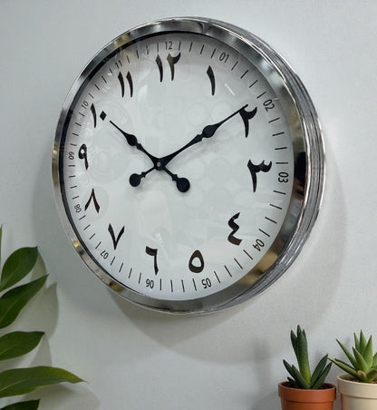 60 cm Krom Metal Farsça Duvar Saati
