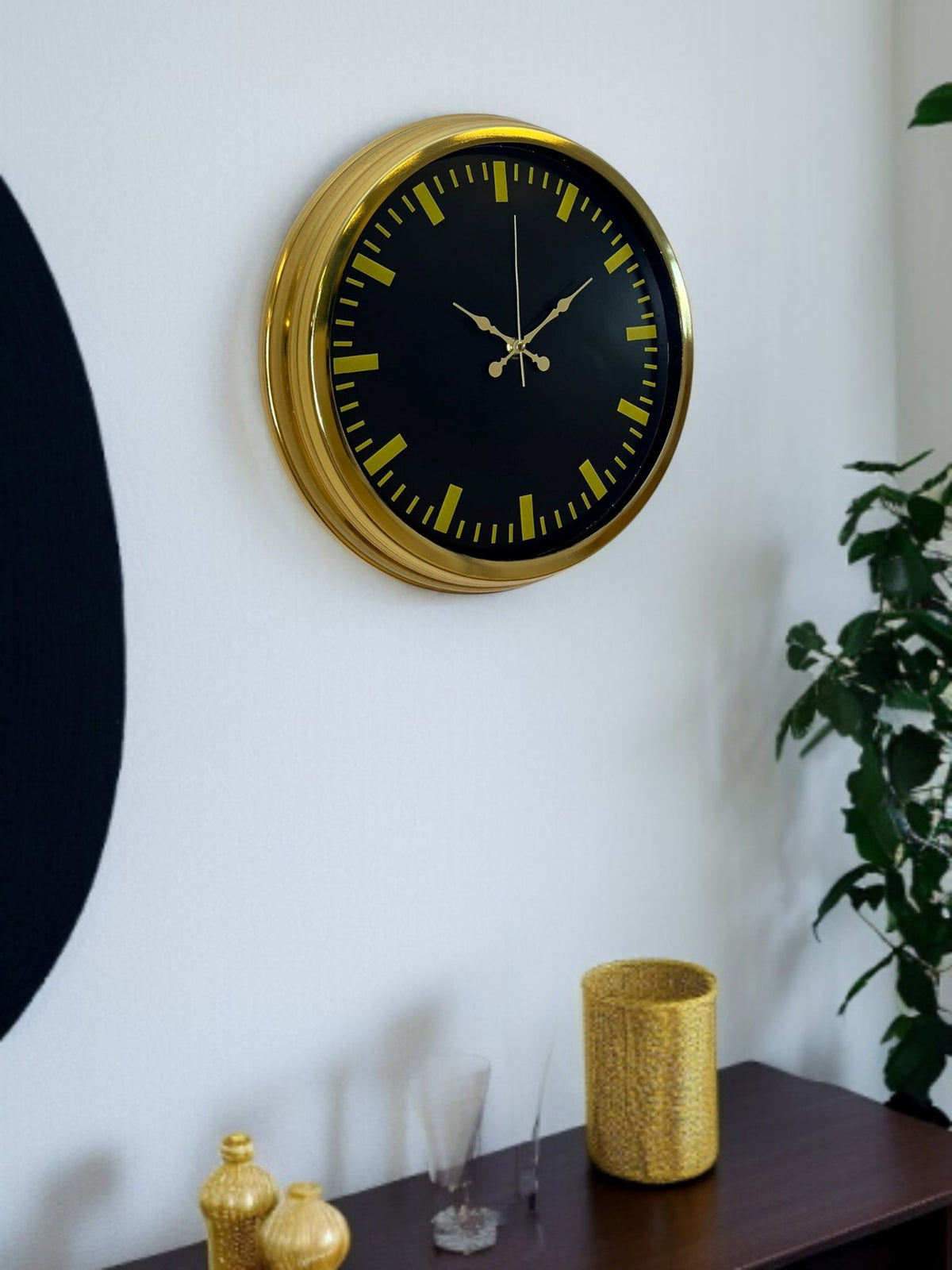 Zarif Klasik Stil 40 Cm Metal Gold Duvar Saati