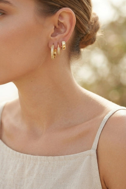 3 lü Set Gold Renk Halka Model Küpe