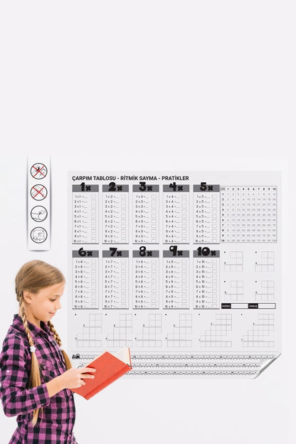 BUFFER® Çarpım Tablosu Ezberleme Manyetik Duvar Stickerı 105 x 100 cm