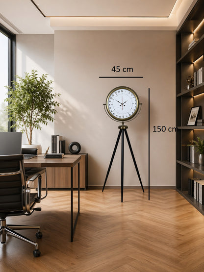Eskitme 24 Saat Göstergeli Özel Tasarım Tripod Ayaklı Saat