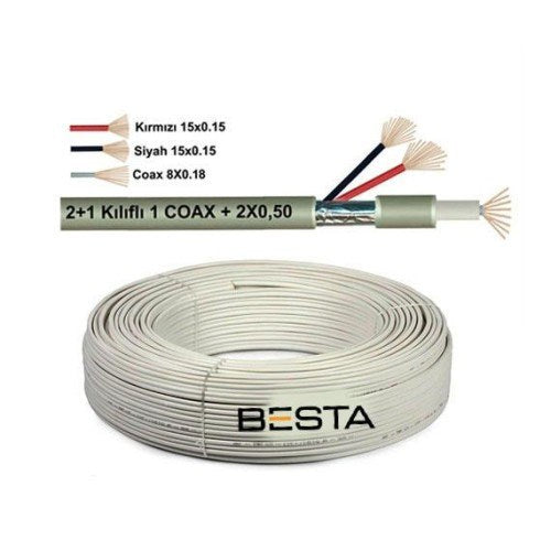 2+1 100 Metre 0,50 CCTV Kamera Kablosu KD-1393