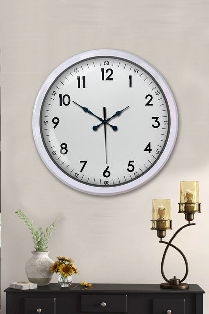 Beyaz Dekoratif Stil 52 Cm Metal Duvar Saati