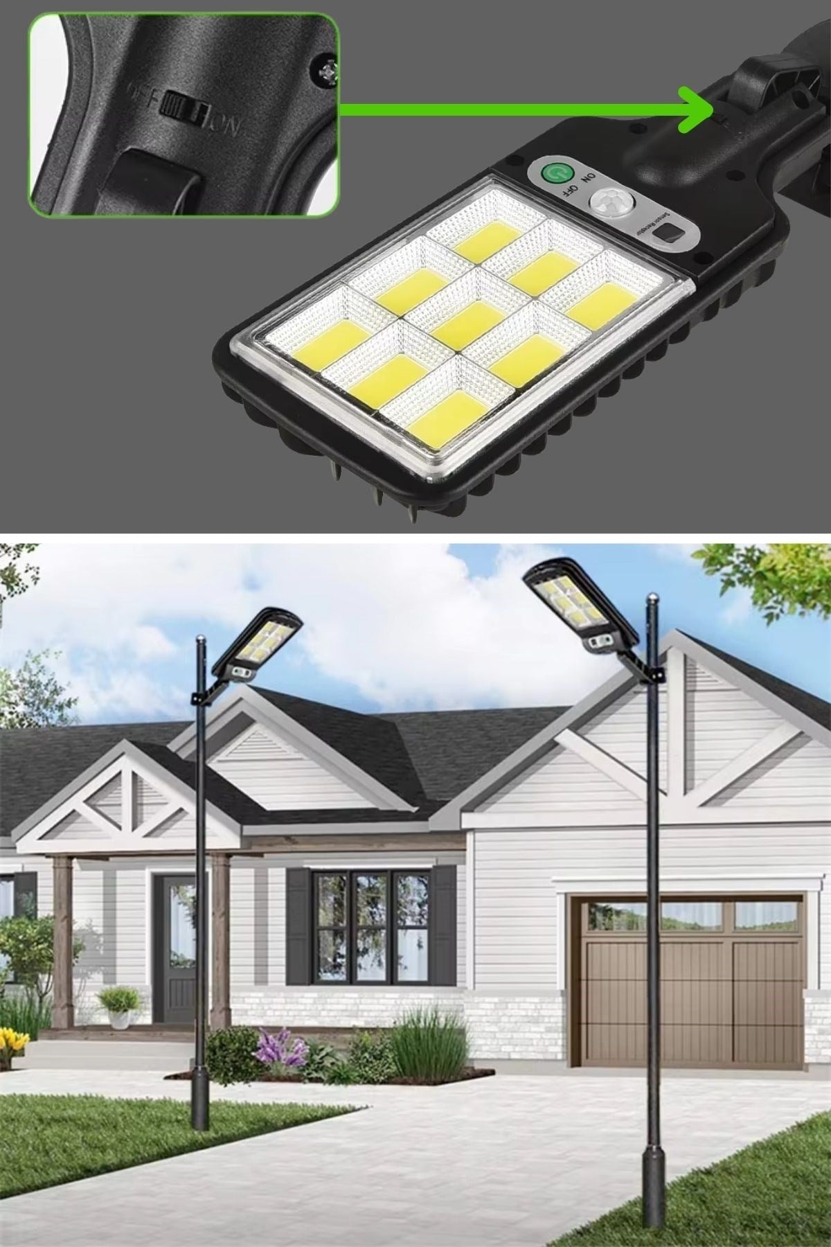 BUFFER® 3 Farklı Işık Modlu Güneş Enerjisiyle Şarj Olan Dış Mekan Uyumlu Kumandalı Solar Duvar LEDİ