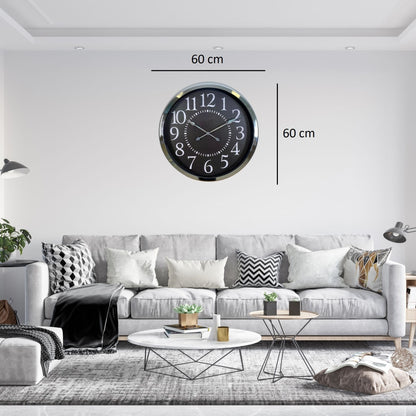 Silver Elegance Dekoratif 60 x 60 Cm Metal Duvar Saati