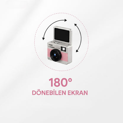 Mini Dijital Retro Kamera - Dönebilen Ekran - Flaşlı