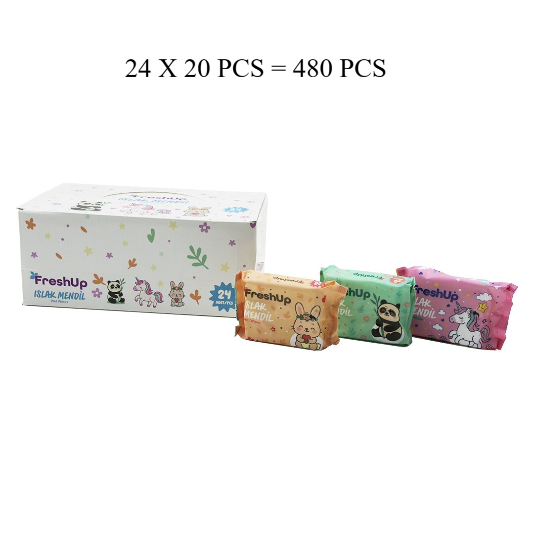 FRESHUP MİNİ 24X20PCS = 480 PCS CEP ISLAK MENDİL MİX (5643)