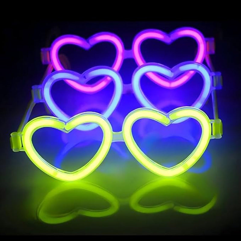 Glow Kalpli Fosforlu Gözlük 6’lı Renkli Set – Neon Parti (5643)