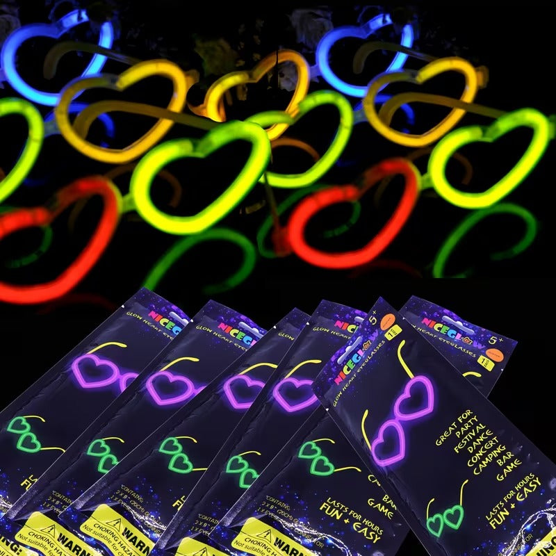 Glow Kalpli Fosforlu Gözlük 6’lı Renkli Set – Neon Parti (5643)