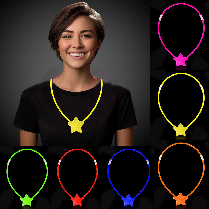 Glow Stick Yıldız Kolye - Glow Kolye - Glow Stick Partisi Yıldız Kolye 6 Adet (5643)