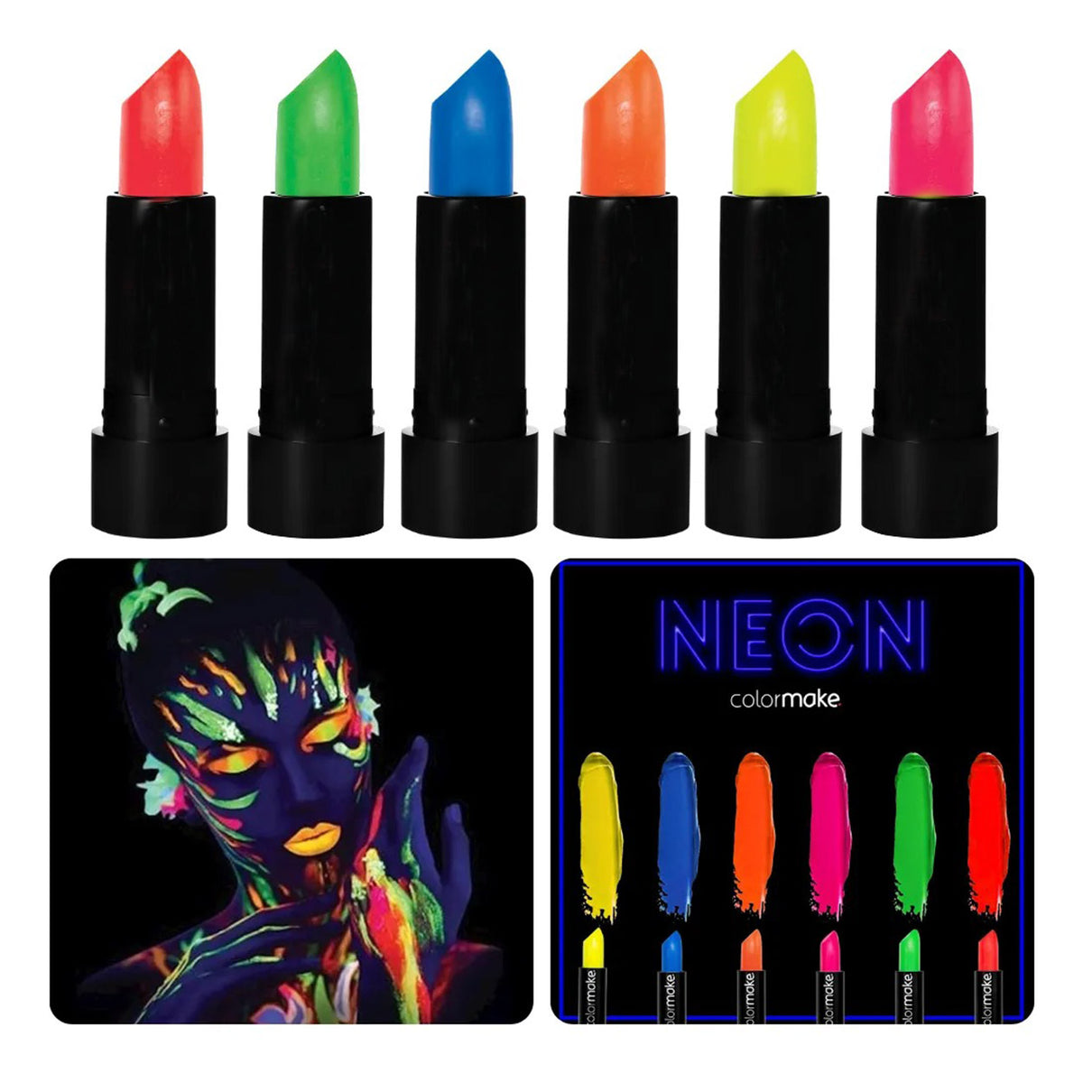 GlowPaint 6’lı Neon Boya – UV Işıkta Parlayan Makyaj Seti (5643)