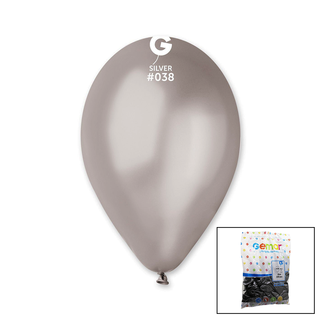 GM-110-38 METALİK - GÜMÜŞ BALON 11'' - 28CM - 100 PARÇA (5643)