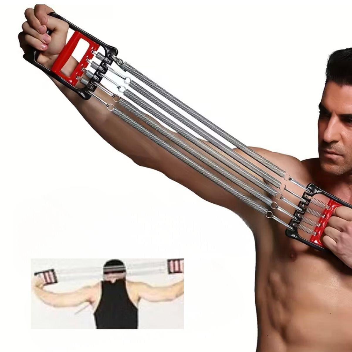 Göğüs Genişletme ve Kuvvet Egzersiz Aleti – 5 Yaylı 5 Kademeli Ayarlanabilir Fitness ve Kuvvet Antrenmanı Ekipmanı (5643)