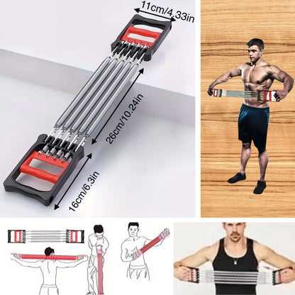 Göğüs Genişletme ve Kuvvet Egzersiz Aleti – 5 Yaylı 5 Kademeli Ayarlanabilir Fitness ve Kuvvet Antrenmanı Ekipmanı (5643)