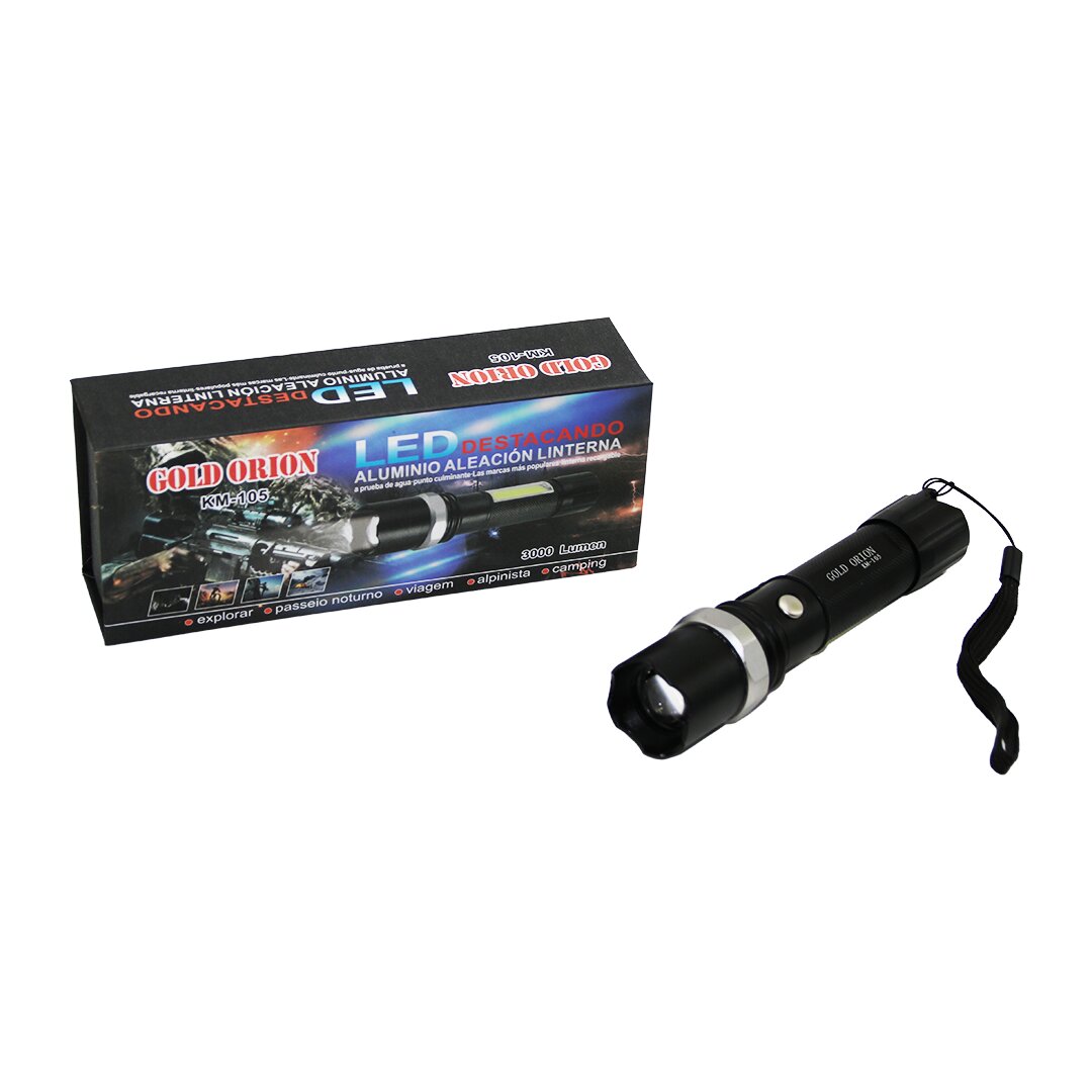 GOLD ORION KM-105 2IN1 ZOOMLU EL FENERİ - COB LED USB ŞARJLI METAL KASA 15.5CM 3000 LUMEN (5643)