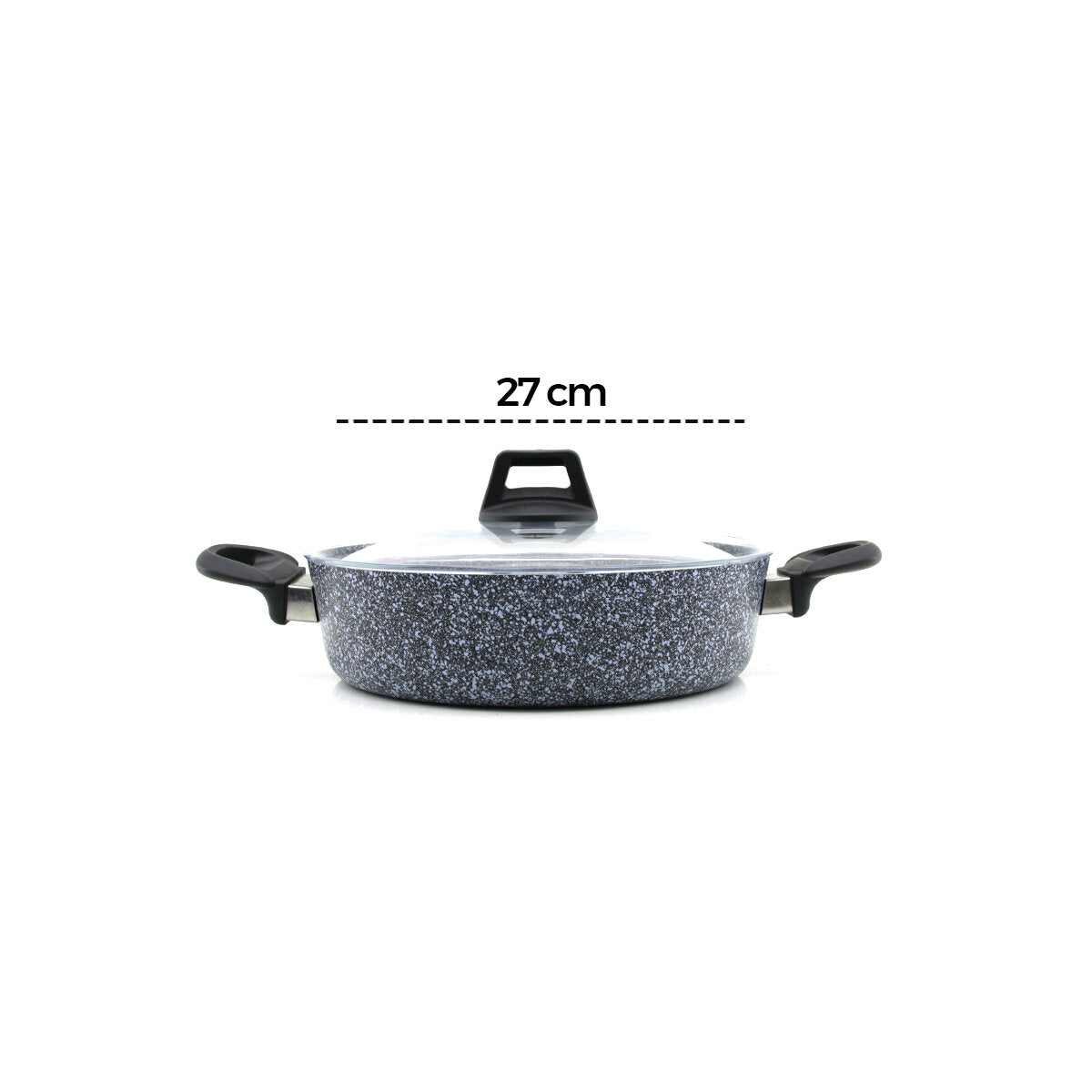GRİ 7 PARÇA GRANİT TENCERE - TAVA SETİ 20-24CM DERİN - 27CM BASIK CAM KAPAK TENCERE - 26CM TAVA (5643)