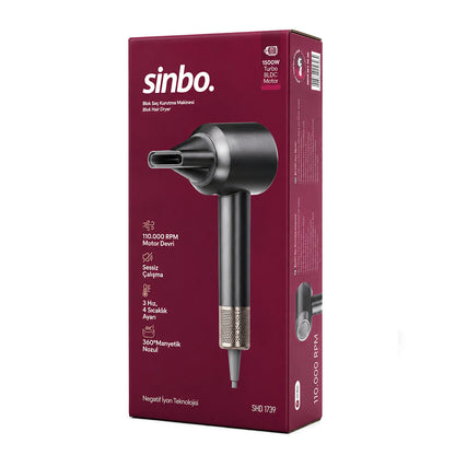 GRİ BLDC TURBO MOTOR SAÇ KURUTMA - ŞEKİL MAKİNESİ 1500W 3-KDM.HIZ 4-KDM.ISIAYAR=SICAK-ILIK-HAFİF-SOĞUK SHD-1739 (5643)