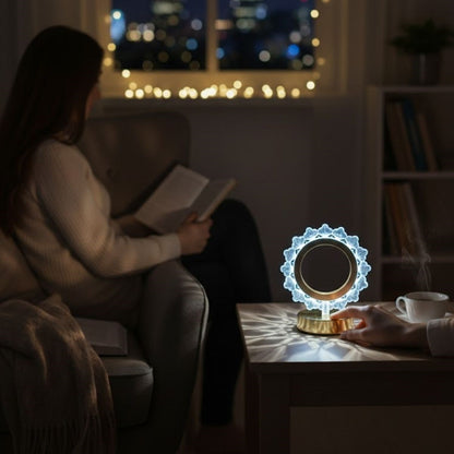 Güneş Şeklinde Kristal LED Masa Lambası – Dokunmatik, 3 Renk Işık Modlu, Şarjlı Mini Dekoratif Gece Lambası (5643)