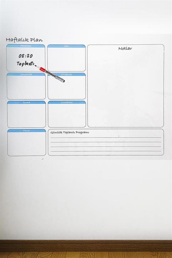 Haftalık Planlayıcı Manyetik Duvar Stickerı Takvim 70 cm x 56 cm (5643)