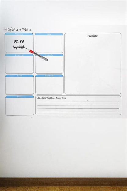 Haftalık Planlayıcı Manyetik Duvar Stickerı Takvim 70 cm x 56 cm (5643)