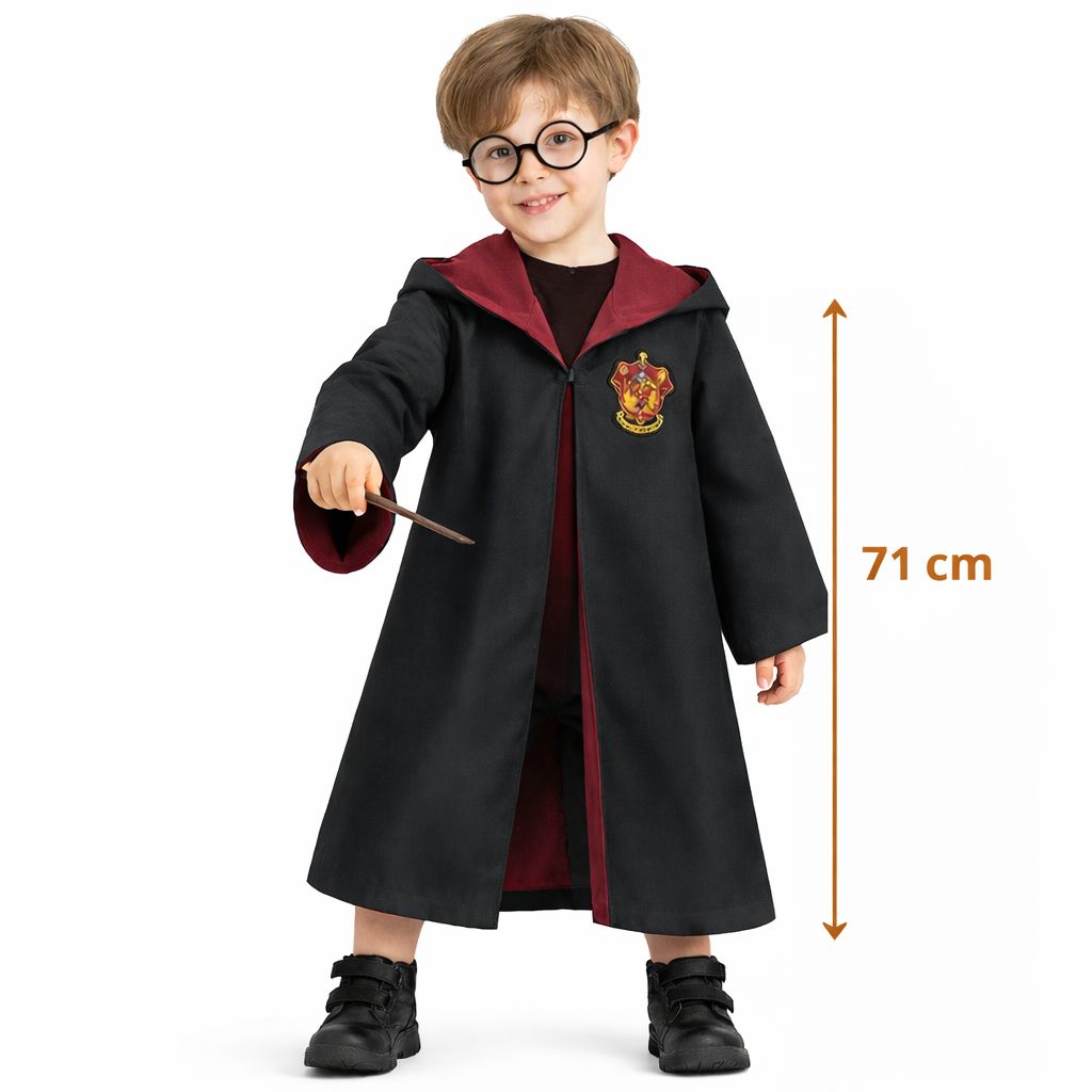 Harry Potter Çocuk Bebek Kostüm Seti – Asa Gözlük Pelerin 71 cm (2-4 Yaş) (5643)