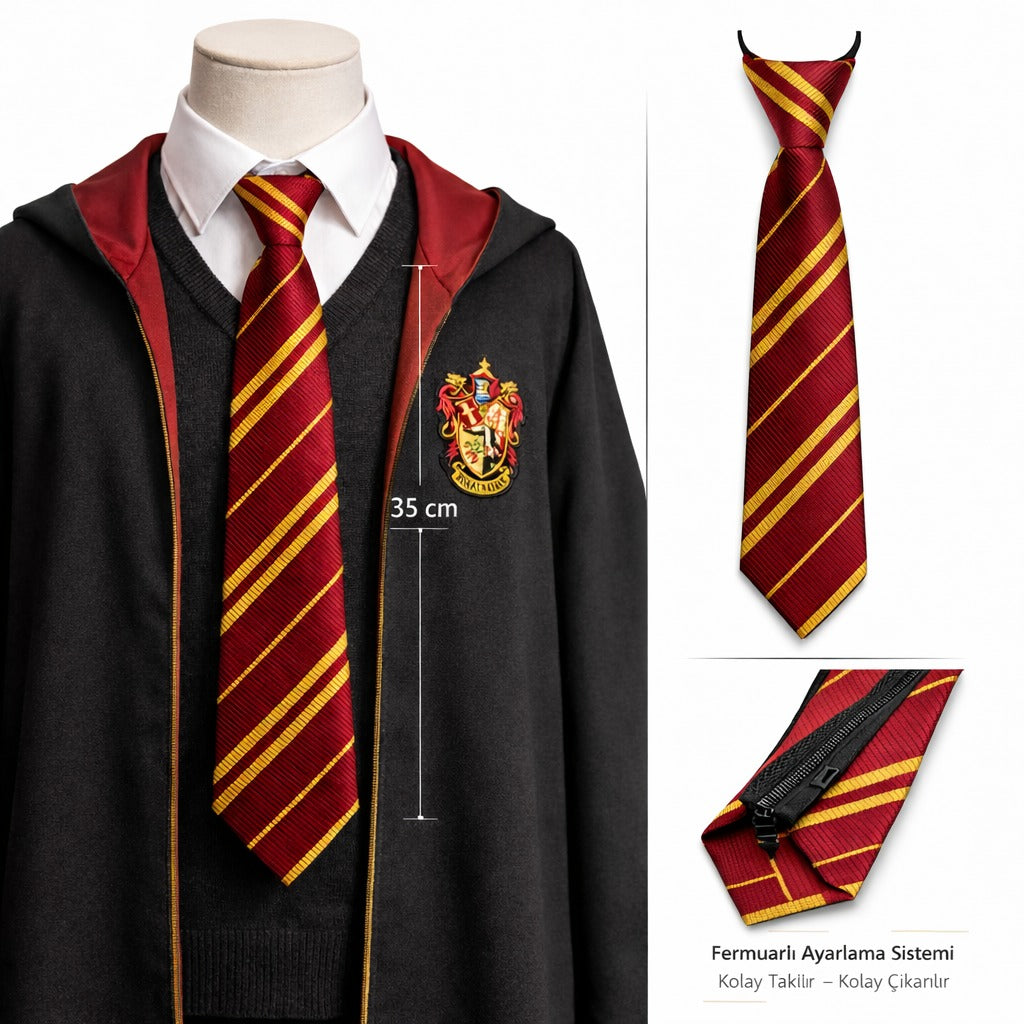Harry Potter Gryffindor Fermuarlı Ayarlanabilir Kravat (5643)