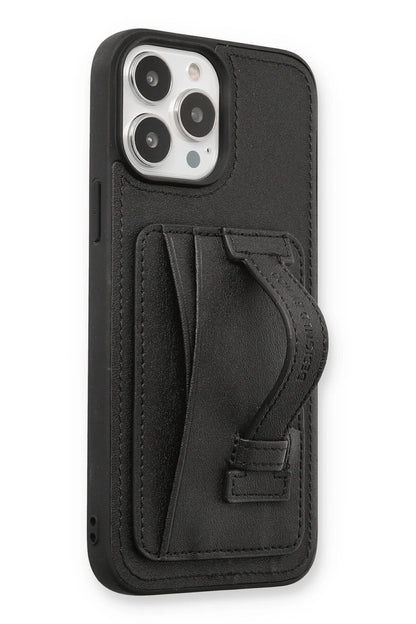HDD Apple iPhone 13 Pro Kılıf HD Deri Kartvizitli Kapak - Siyah