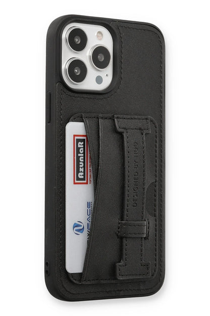 HDD Apple iPhone 13 Pro Kılıf HD Deri Kartvizitli Kapak - Siyah