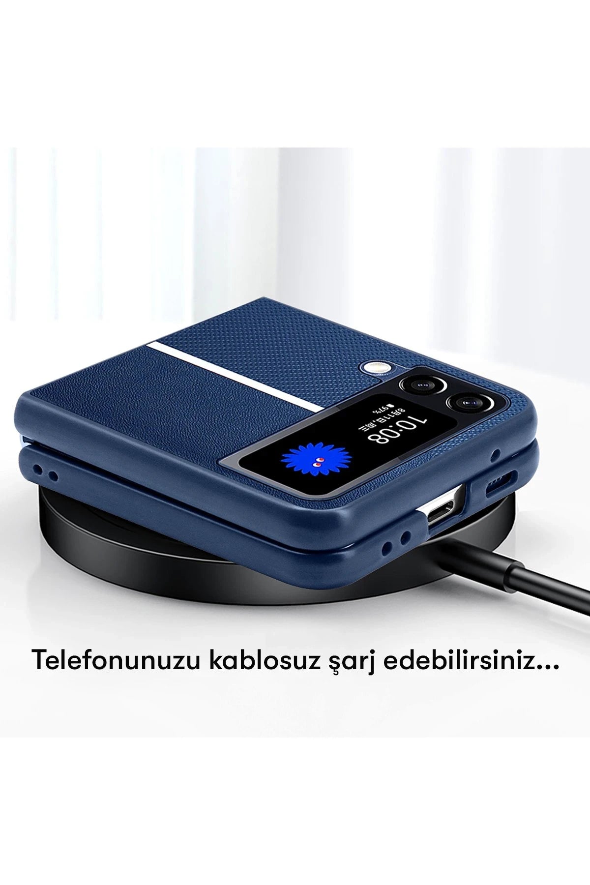 HDD Samsung Galaxy Z Flip 4 Kılıf HBC-155 Lizbon Kapak - Siyah