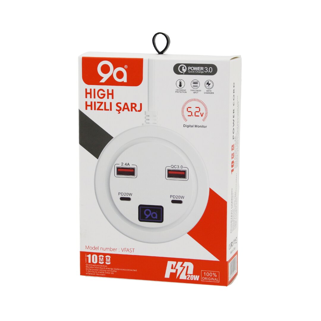 HIGH POWER 3.0 VFAST KY-100 ÇOKLU= 4 LÜ HIZLI ŞARJ SETİ 2AD -PD20W=TYPE-C - 2.1A + QC3.0= USB 2.4W (5643)