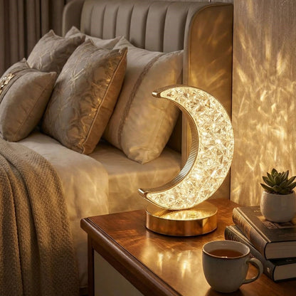 Hilal AY Model Kristal LED Masa Lambası – Dokunmatik, 3 Renk Işık Modlu, Şarjlı Mini Dekoratif Gece Lambası (5643)
