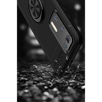 Huawei P40 Kılıf Range Yüzüklü Silikon - Siyah-gold