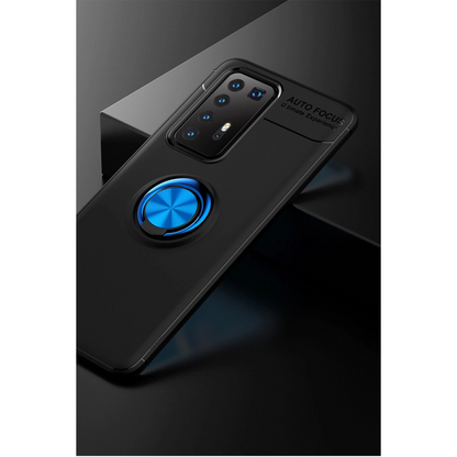 Huawei P40 Pro Kılıf Range Yüzüklü Silikon - Siyah-mavi