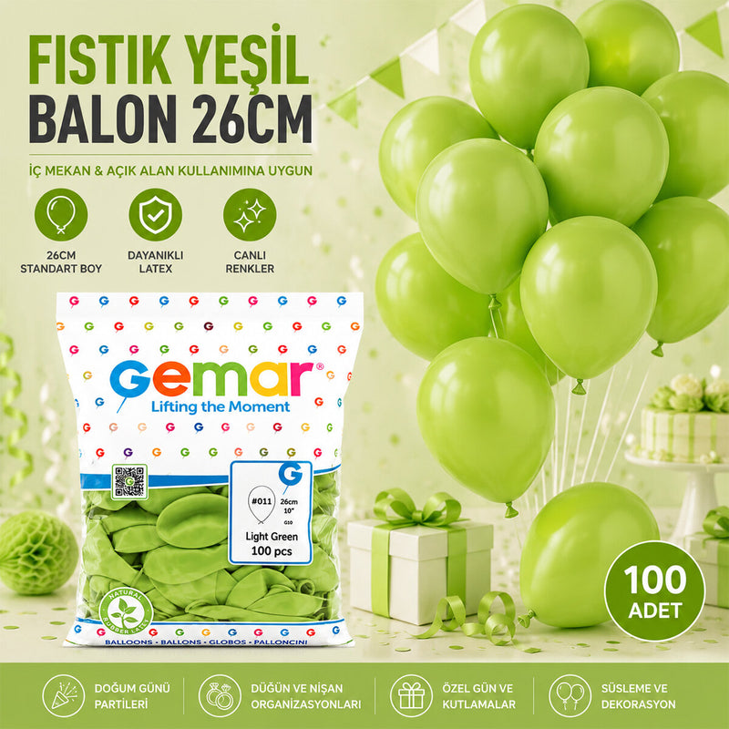 İÇ MEKAN - FISTIK YEŞİL BALON 10 INC - 26CM - 100PCS (5643)