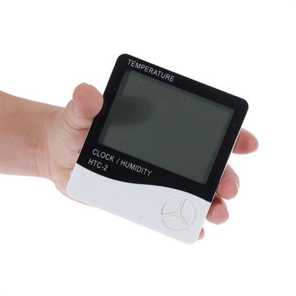 İç ve Dış Ortam Sıcaklığını Ölçebilen LCD Ekran Saat Göstergeli Alarmlı Nem Ölçer Termometre (5643)